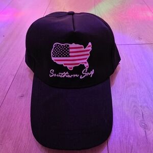 Southern Snap Black Cap with USA Flag
